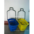 Durable shopping basket on wheels for convenience store